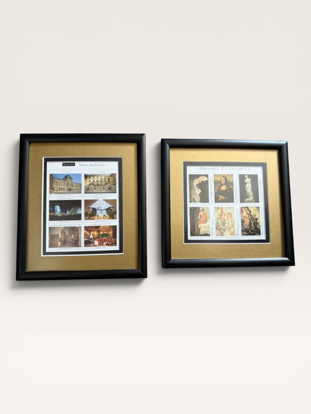 Framed Musée du Louvre & "Grands Classiques" Official Commemorative Stamp Sets
